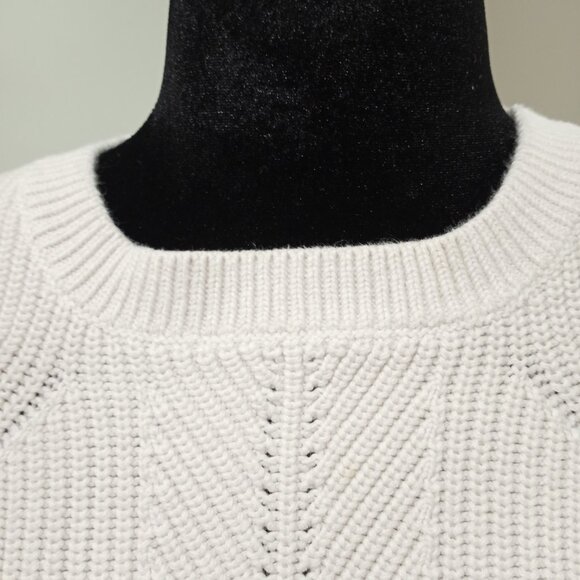 LOFT CREAM KNIT WITH FLARED SHORT SLEEVE SWEATER WOMEN SIZE XL - Picture 6 of 10